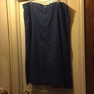 Denim skirt soft not stiff. Worn once washed once